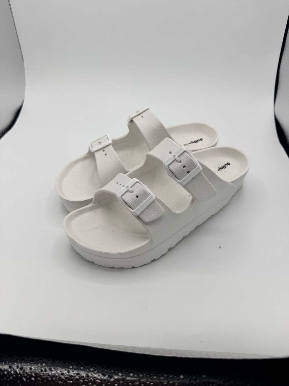 Dollymix White EVA Platform Double Buckle Slide Sandals Size 7